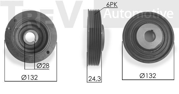 TREVI AUTOMOTIVE Ременный шкив, коленчатый вал PC1058